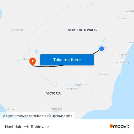 Nashdale to Robinvale map