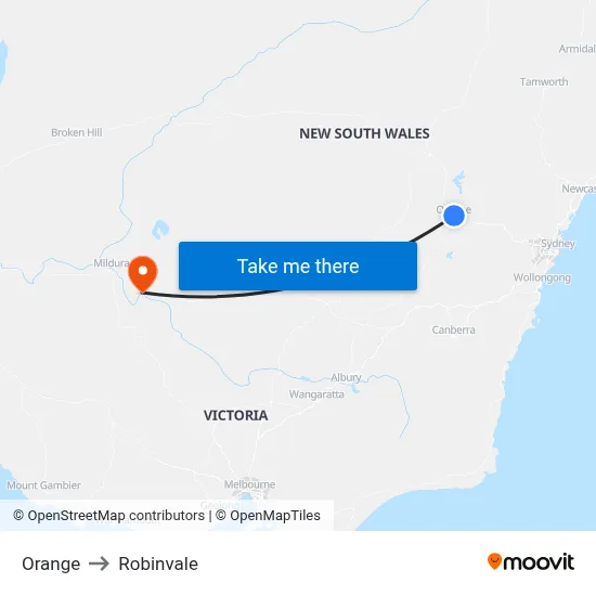 Orange to Robinvale map