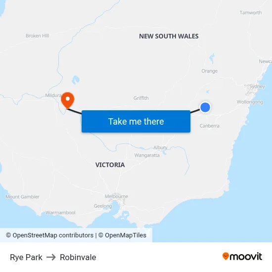 Rye Park to Robinvale map