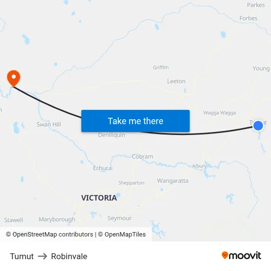 Tumut to Robinvale map