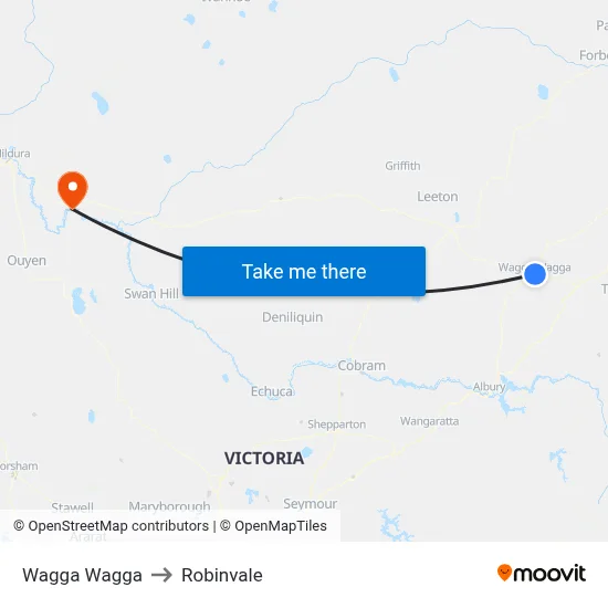 Wagga Wagga to Robinvale map