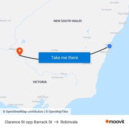 Clarence St opp Barrack St to Robinvale map