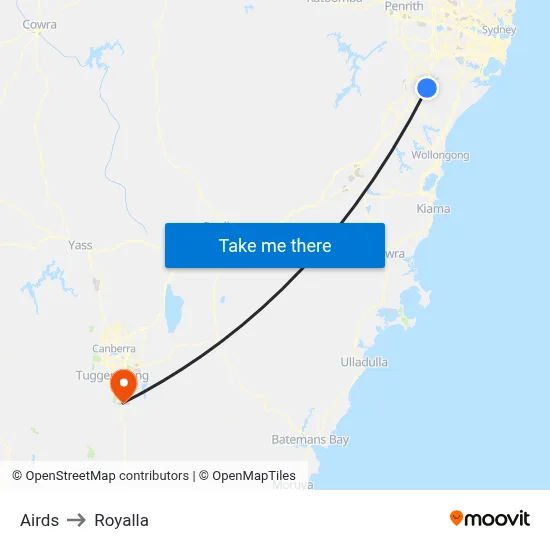 Airds to Royalla map