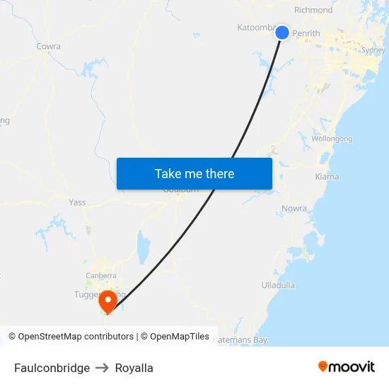 Faulconbridge to Royalla map