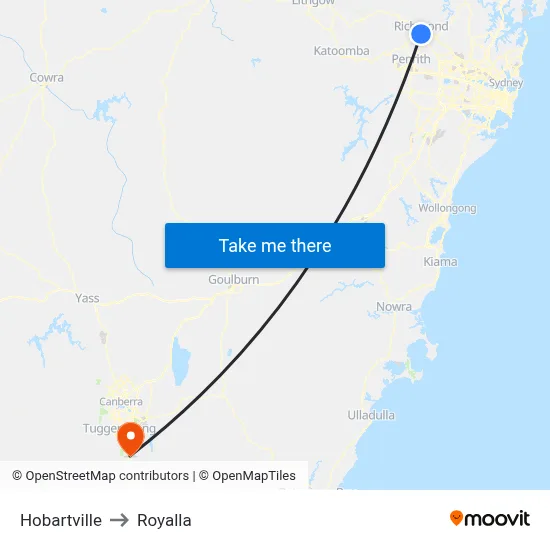 Hobartville to Royalla map
