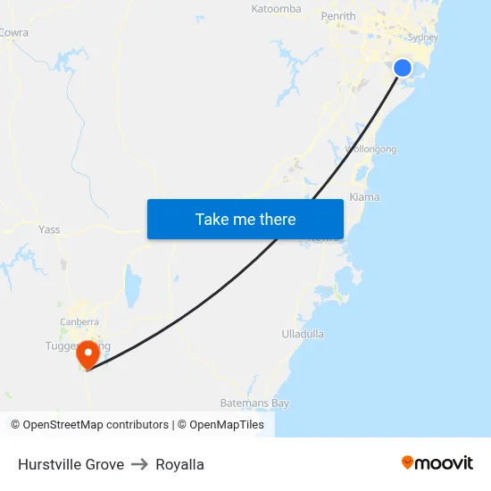 Hurstville Grove to Royalla map