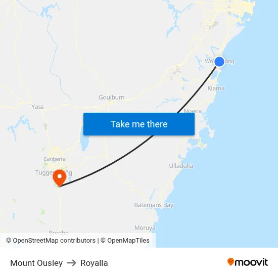 Mount Ousley to Royalla map