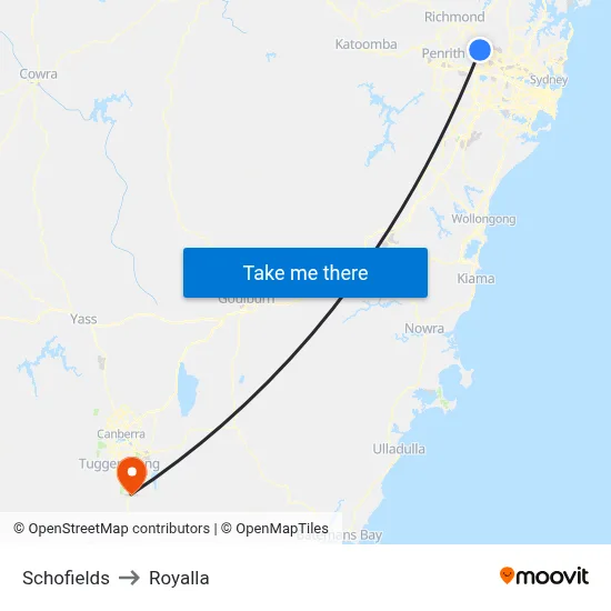 Schofields to Royalla map