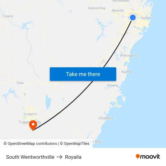 South Wentworthville to Royalla map