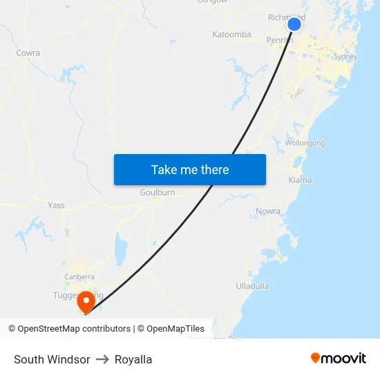 South Windsor to Royalla map