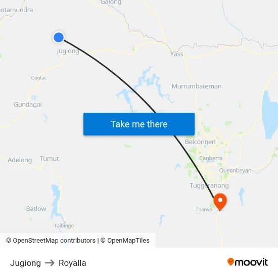 Jugiong to Royalla map