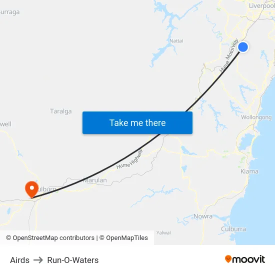 Airds to Run-O-Waters map