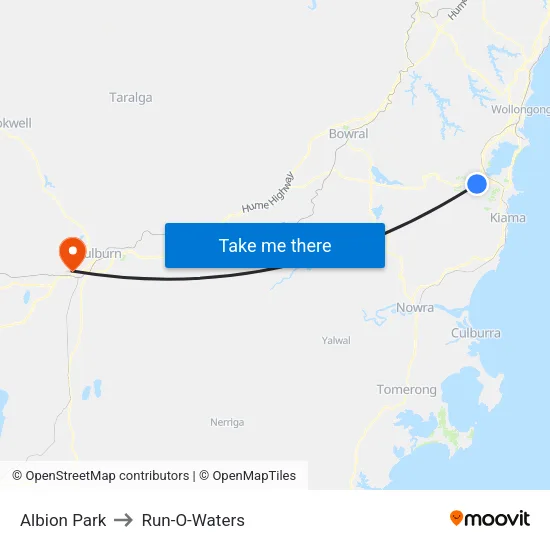 Albion Park to Run-O-Waters map
