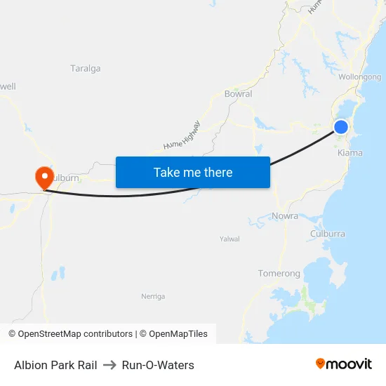 Albion Park Rail to Run-O-Waters map