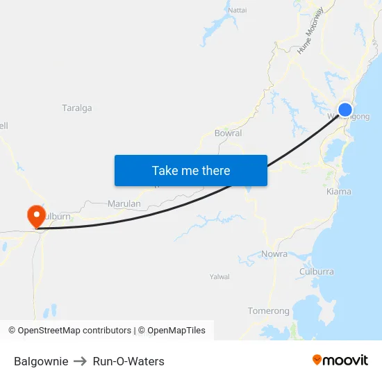 Balgownie to Run-O-Waters map