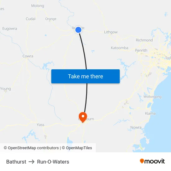 Bathurst to Run-O-Waters map