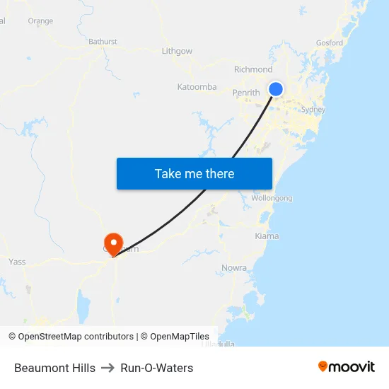 Beaumont Hills to Run-O-Waters map
