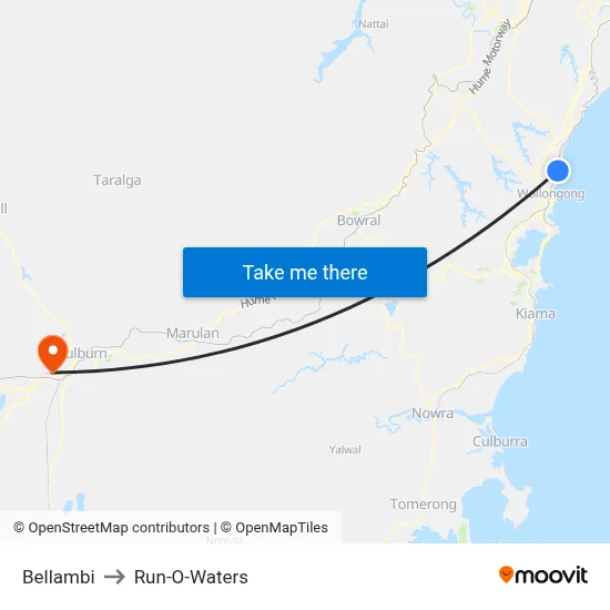 Bellambi to Run-O-Waters map