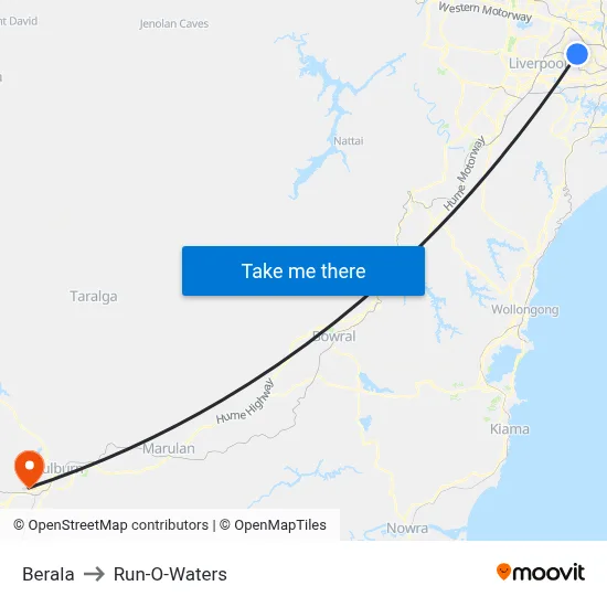 Berala to Run-O-Waters map