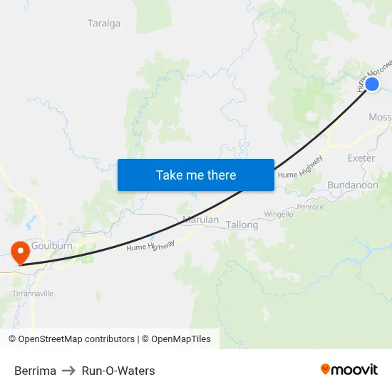 Berrima to Run-O-Waters map