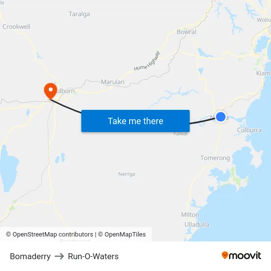 Bomaderry to Run-O-Waters map