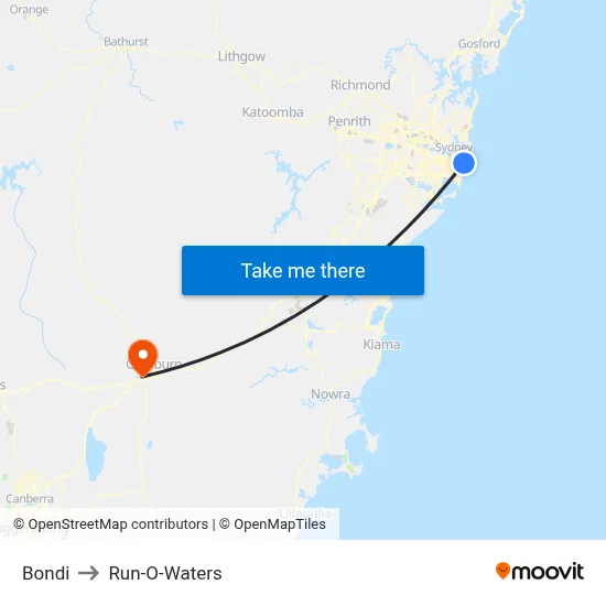 Bondi to Run-O-Waters map