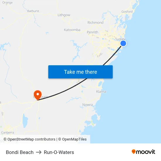 Bondi Beach to Run-O-Waters map