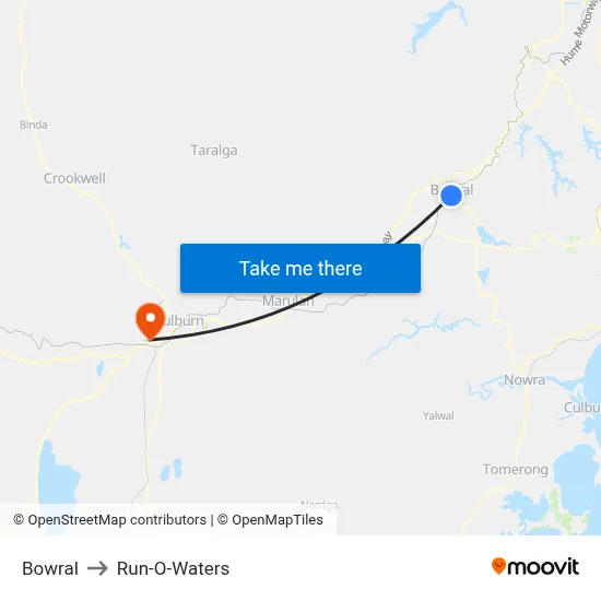 Bowral to Run-O-Waters map