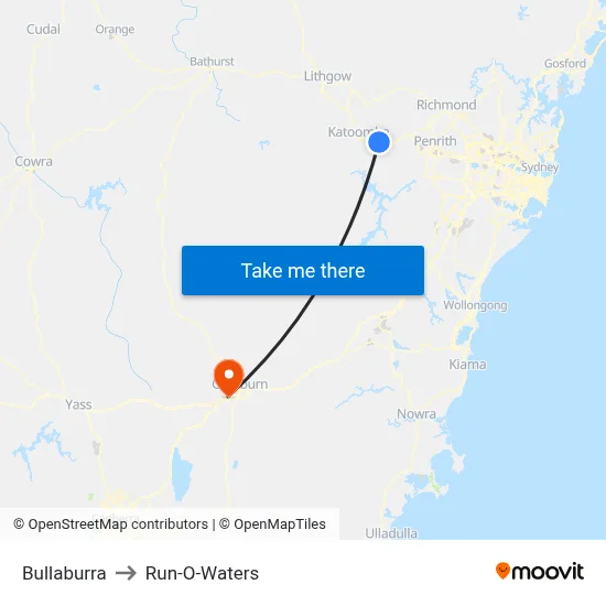Bullaburra to Run-O-Waters map