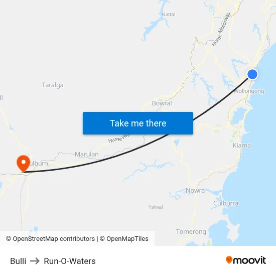 Bulli to Run-O-Waters map