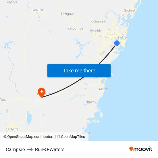 Campsie to Run-O-Waters map