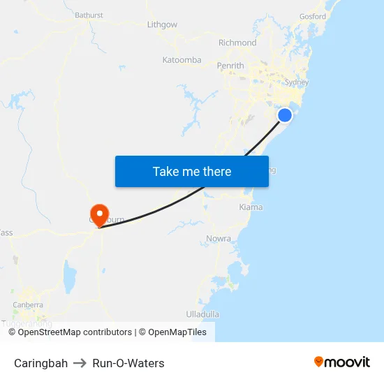Caringbah to Run-O-Waters map