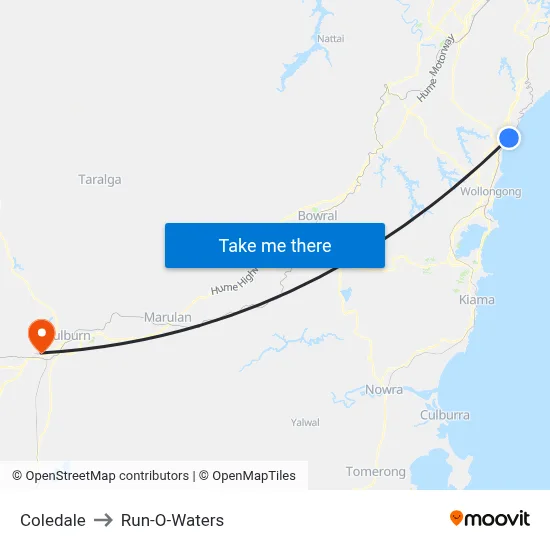 Coledale to Run-O-Waters map