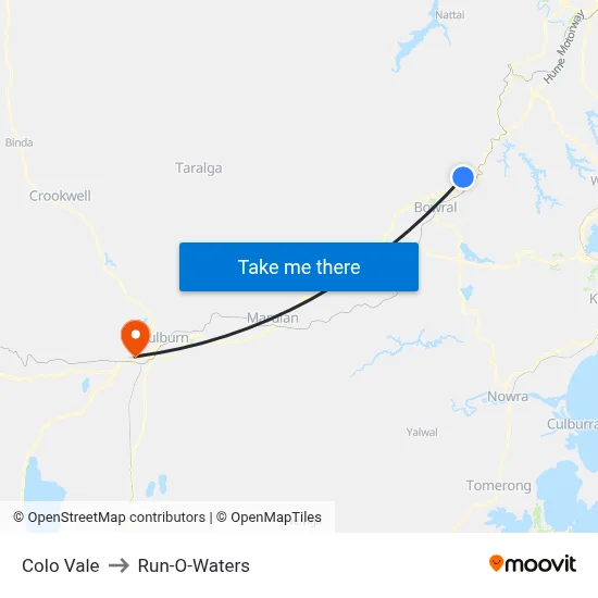 Colo Vale to Run-O-Waters map