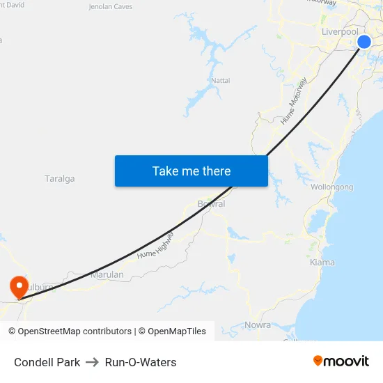 Condell Park to Run-O-Waters map