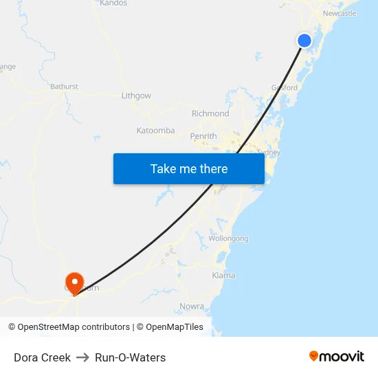 Dora Creek to Run-O-Waters map