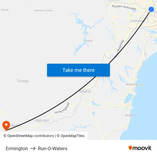 Ermington to Run-O-Waters map