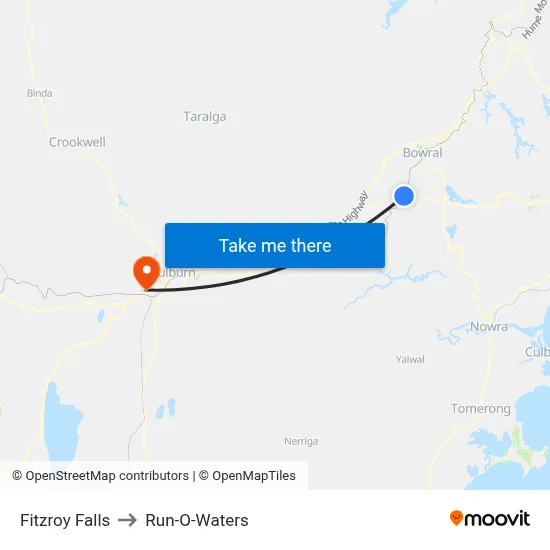 Fitzroy Falls to Run-O-Waters map