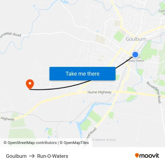 Goulburn to Run-O-Waters map
