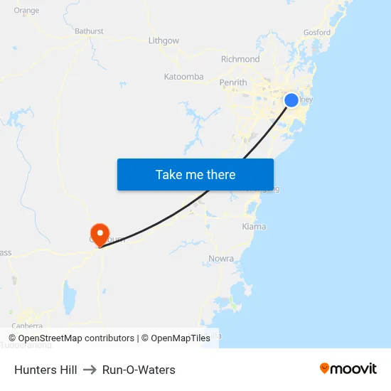 Hunters Hill to Run-O-Waters map