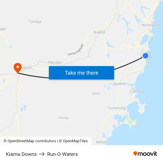 Kiama Downs to Run-O-Waters map