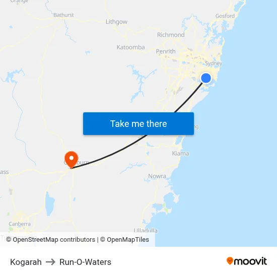 Kogarah to Run-O-Waters map