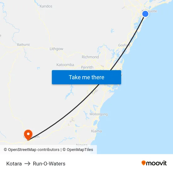Kotara to Run-O-Waters map