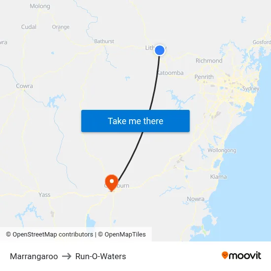 Marrangaroo to Run-O-Waters map