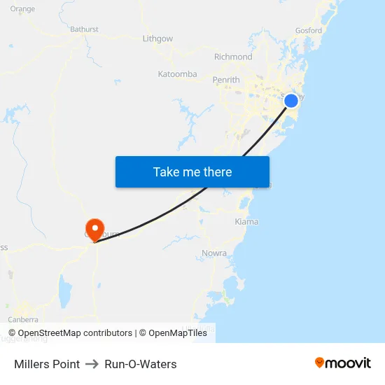 Millers Point to Run-O-Waters map