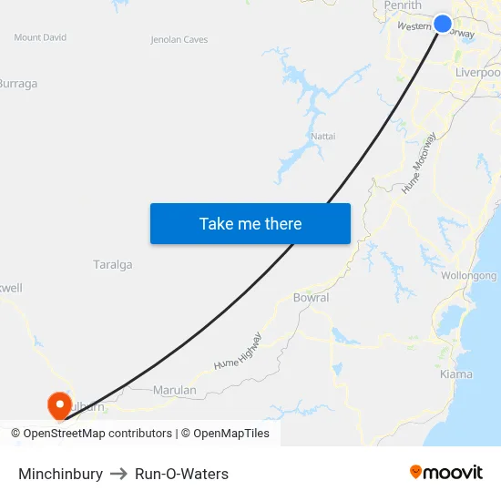 Minchinbury to Run-O-Waters map