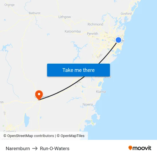 Naremburn to Run-O-Waters map