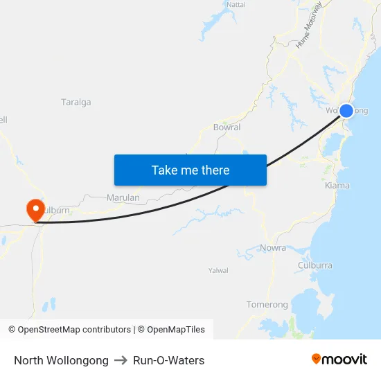 North Wollongong to Run-O-Waters map
