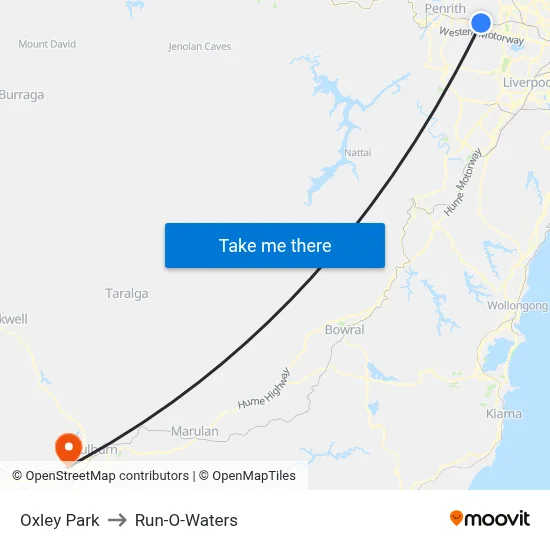 Oxley Park to Run-O-Waters map