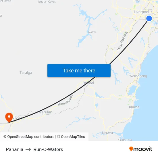 Panania to Run-O-Waters map